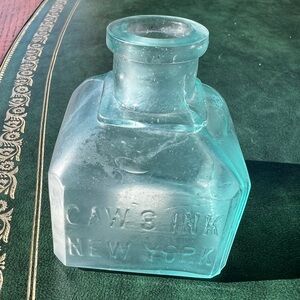 Antique Vintage Victorian Caw’s Glass Inkwell